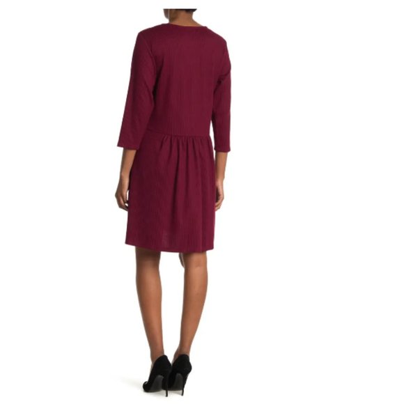 Ribbed Shirred Dress Tash and Sophie Size L, Burgundy Red - Picture 5 of 7